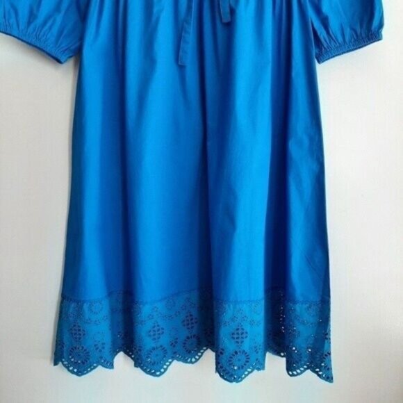 GUILLAUME Shirt Midi Dress w/ Scalloped Eyelet Hem Blue Sz S - Picture 5 of 14